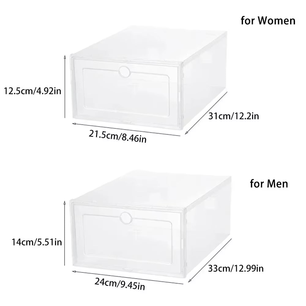 Maximize Your Space with 6Pcs Stackable Transparent Shoe Boxes - Dustproof Storage for Sneakers and More!