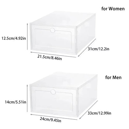 Maximize Your Space with 6Pcs Stackable Transparent Shoe Boxes - Dustproof Storage for Sneakers and More!